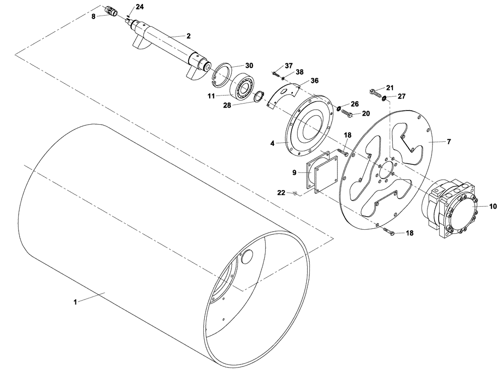 Схема запчастей Case DV204 - (12-2A/4[02]) - VIBRATORY - DRUM (12) - Chassis/Attachments