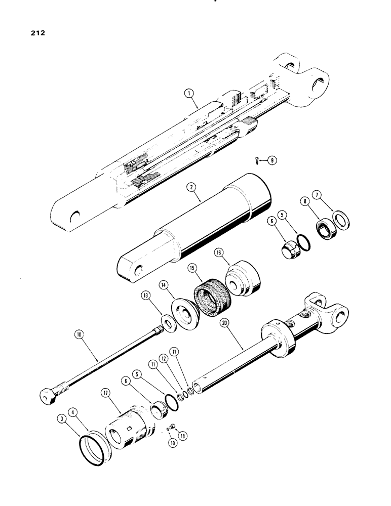 Схема запчастей Case 1150 - (212) - TILT CYLINDER, POWER ANGLE TILT DOZER, 3-1/2" I.D. X 6" STROKE W/ SPLIT SNAP-IN OUTER ROD WIPER (07) - HYDRAULIC SYSTEM