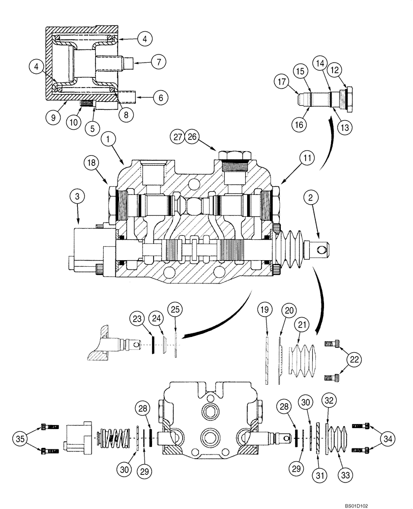 Схема запчастей Case 585G - (08-18) - VALVE SECTION - FORKLIFT LIFT (08) - HYDRAULICS