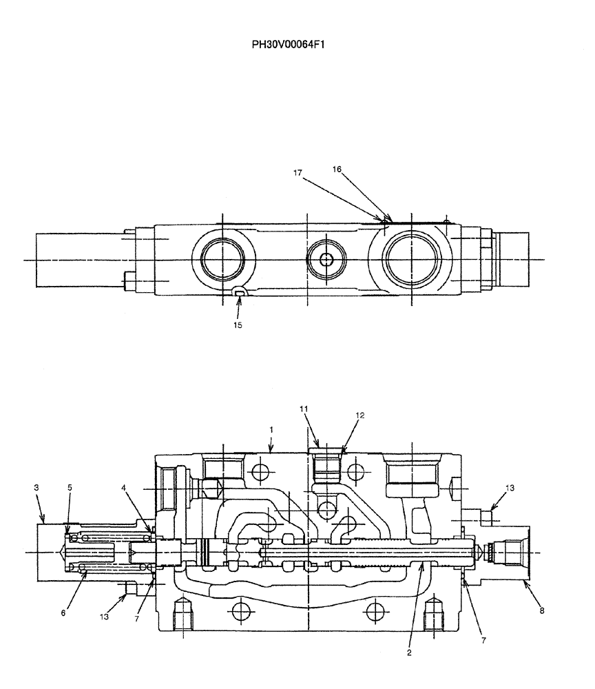 Схема запчастей Case CX50B - (07-009) - VALVE ASSY, CONTROL (SUPPLY, CONNECTING) (PH30V00064F1) ELECTRICAL AND HYDRAULIC COMPONENTS