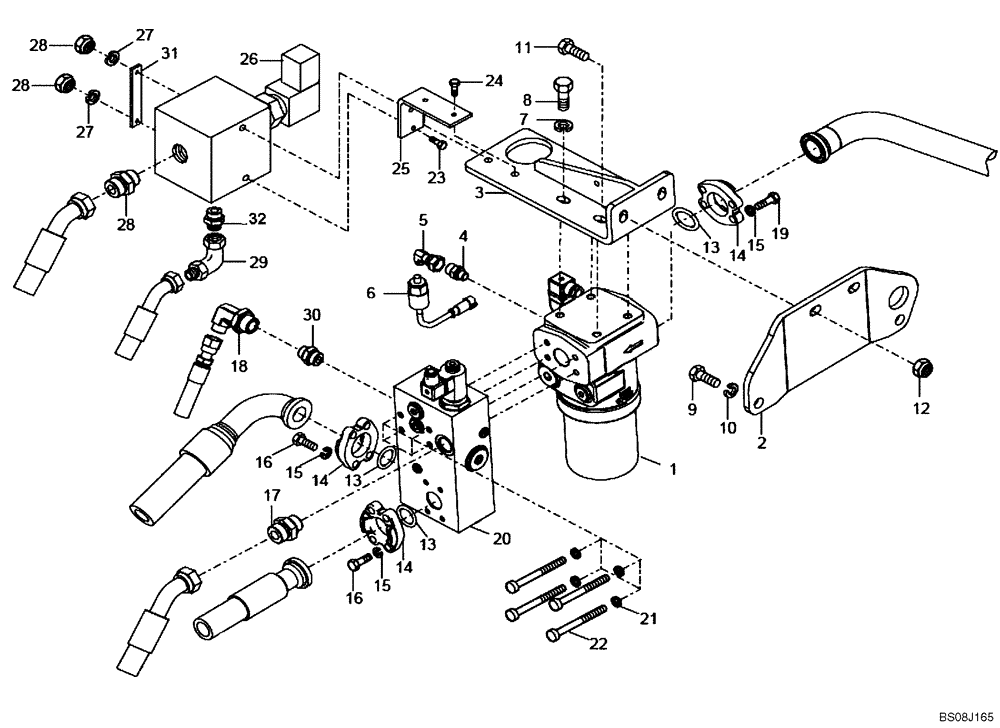 Схема запчастей Case 330B - (43A00010892[002]) - STEERING SYSTEM - FILTER & HOSE MTG / WET BRAKE (84128298 REV B) (09) - Implement / Hydraulics / Frame / Brakes