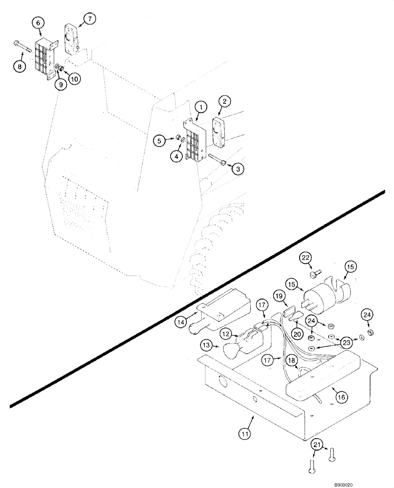 Схема запчастей Case 1840 - (04-13) - ROAD LAMPS AND SWITCH ASSY, (EUROPE), - JAF0098065 (04) - ELECTRICAL SYSTEMS