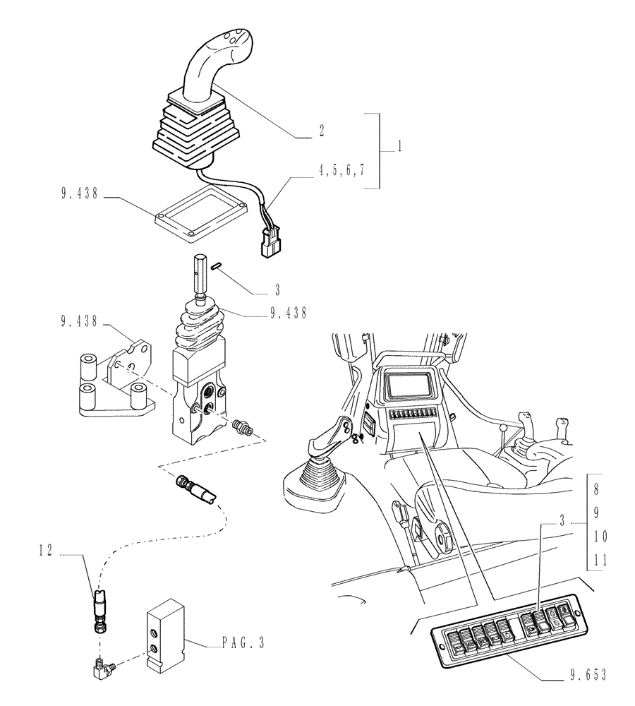 Схема запчастей Case 1850K - (9.478[01]) - HYDRAULIC FUNCTION - PAT- OPTIONAL CODE 784341001 (19) - OPTIONS