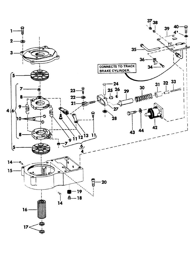 Схема запчастей Case 40BLC - (138) - TRACK BRAKE (CONT.), (USED ON UNITS WITH SERIAL NUMBER 450 THRU 882) (04) - UNDERCARRIAGE