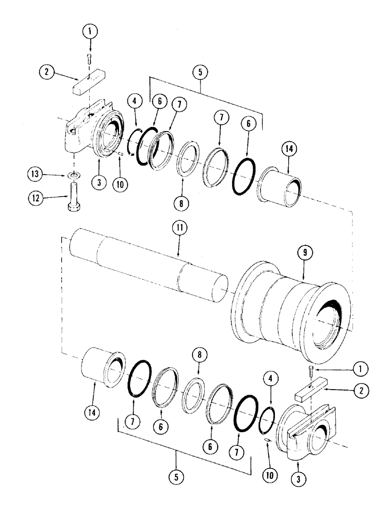 Схема запчастей Case 120 - (019) - LOWER TRACK ROLLER (48) - TRACKS & TRACK SUSPENSION
