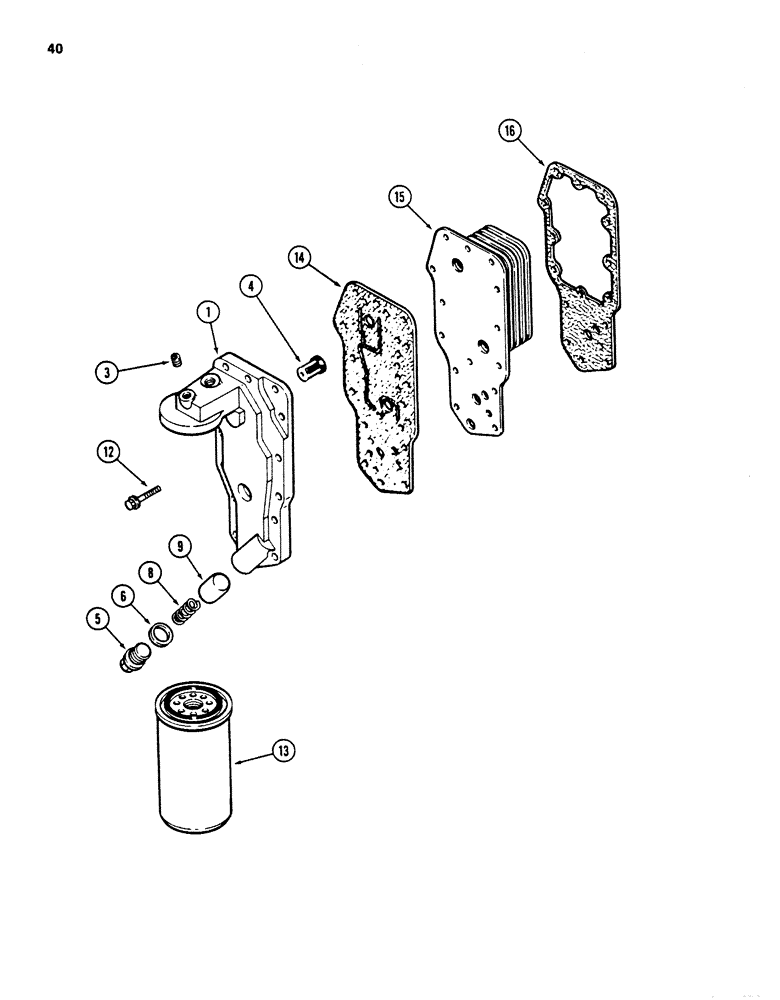 Схема запчастей Case 880D - (040) - OIL FILTER AND COOLER, 6T-590 DIESEL ENGINE (01) - ENGINE