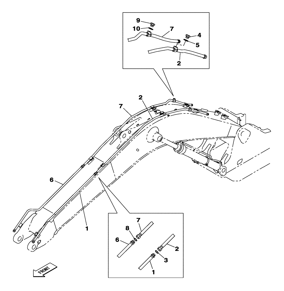 Схема запчастей Case CX250C - (08-016[00]) - HYDRAULIC CIRCUIT - MONOBLOCK BOOM - 5.85 M - OPTIONAL (08) - HYDRAULICS