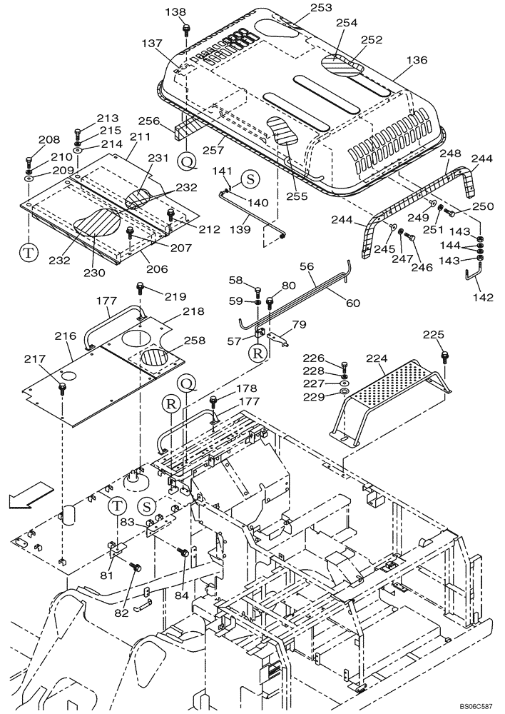 Схема запчастей Case CX330 - (09-007-00[01]) - HOOD, ENGINE - INSULATION (09) - CHASSIS