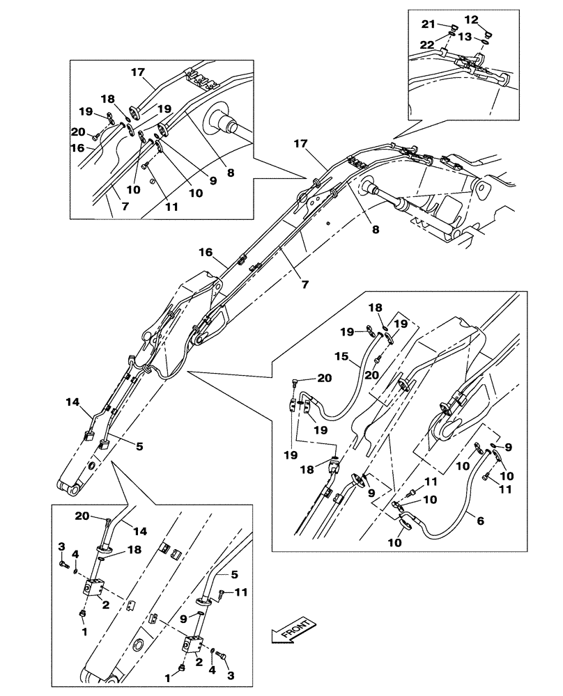 Схема запчастей Case CX300C - (08-025-00[01]) - HYDRAULIC CIRCUIT - OPTIONAL - DIPPER - 3.18 M (08) - HYDRAULICS