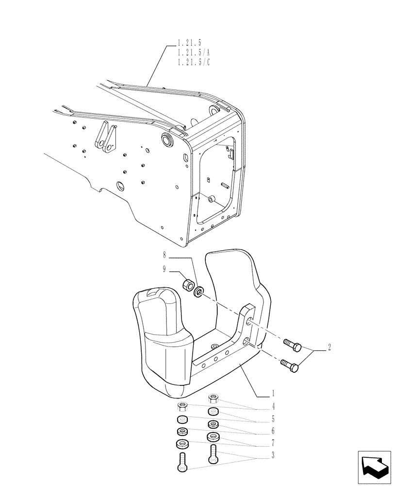 Схема запчастей Case TX742 - (1.21.7[01]) - COUNTERWEIGHT - VERSION (02) (39) - FRAMES AND BALLASTING