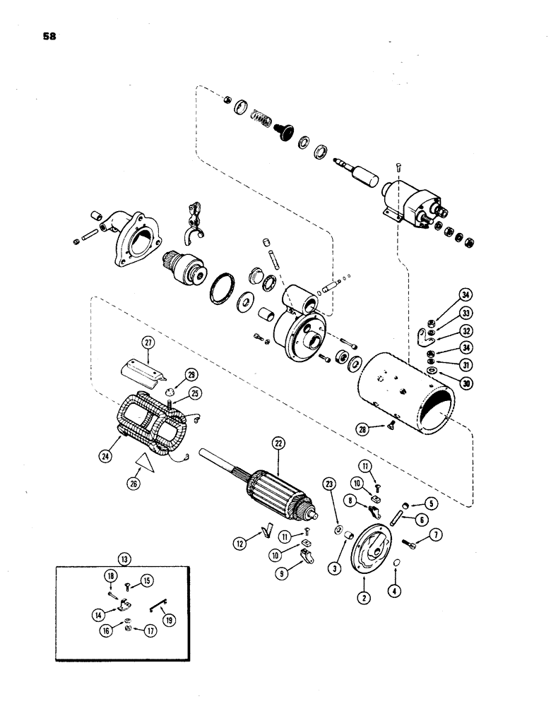 Схема запчастей Case 850 - (058) - A15485 STARTER, USED PRIOR TO TRAC. SER. NO. 7074489 (06) - ELECTRICAL SYSTEMS