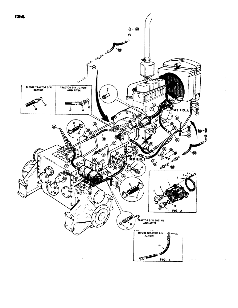 Схема запчастей Case 450 - (124) - BASIC TRACTOR HYDRAULICS (07) - HYDRAULIC SYSTEM