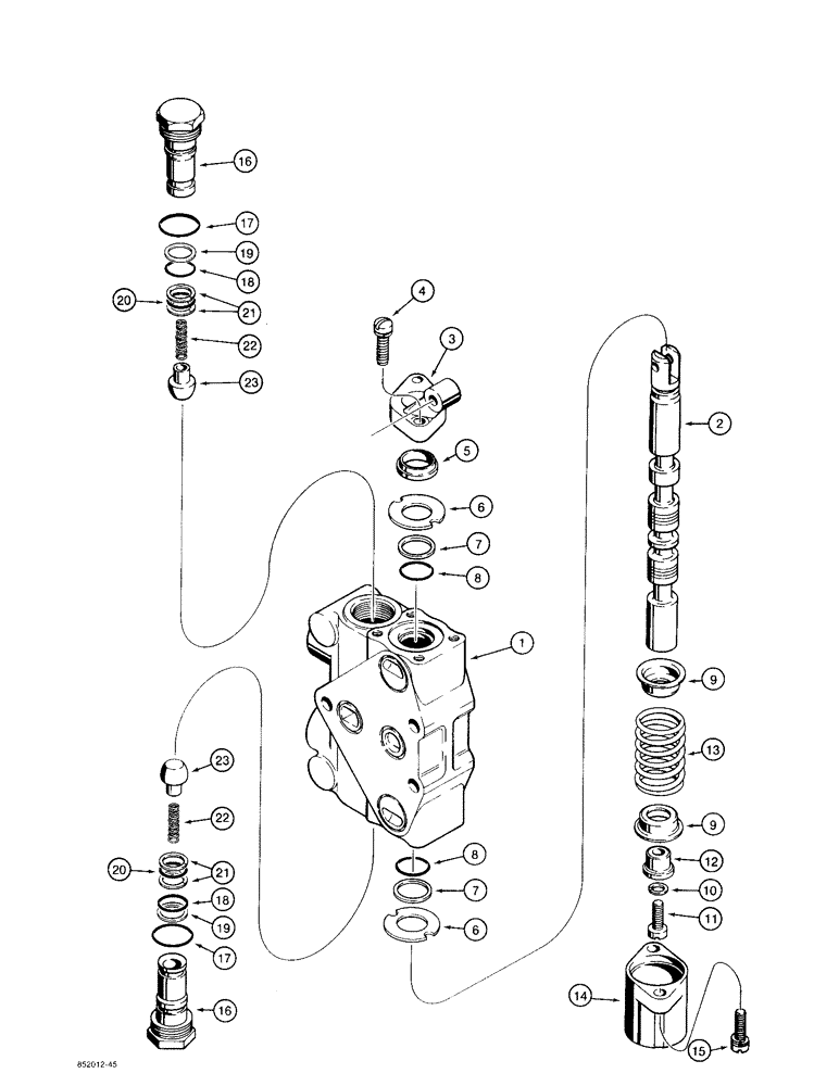 Схема запчастей Case 480F LL - (8-112) - THREE-POINT HITCH CONTROL VALVE, PITCH, TILT, AND IMPLEMENT SECTIONS (08) - HYDRAULICS