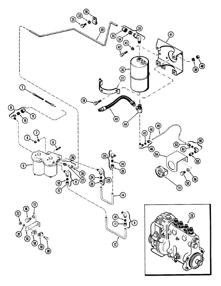 Схема запчастей Case 680CK - (032) - FUEL INJECTION FILTER SYSTEM, (267) DIESEL ENGINE (10) - ENGINE