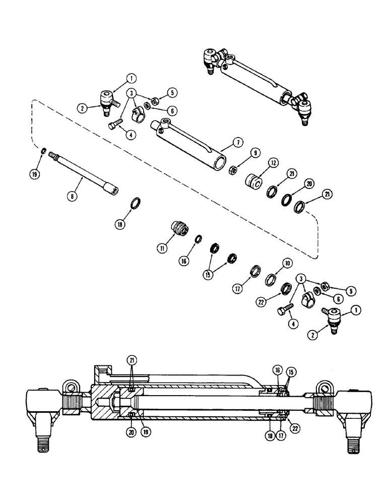 Схема запчастей Case 580B - (114) - A135366 STEERING CYLINDER, HYDROSTATIC STEERING, 1ST USED ENG SN 8741258 (05) - STEERING