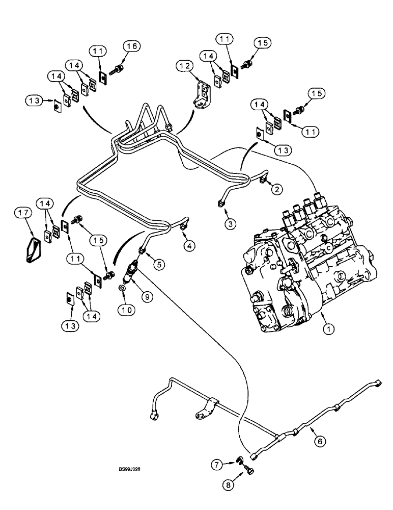 Схема запчастей Case 580L - (3-10) - FUEL INJECTION SYSTEM, 4-390 EMISSIONS CERTIFIED ENGINE 4T-390 EMISSIONS CERTIFIED ENGINE (03) - FUEL SYSTEM