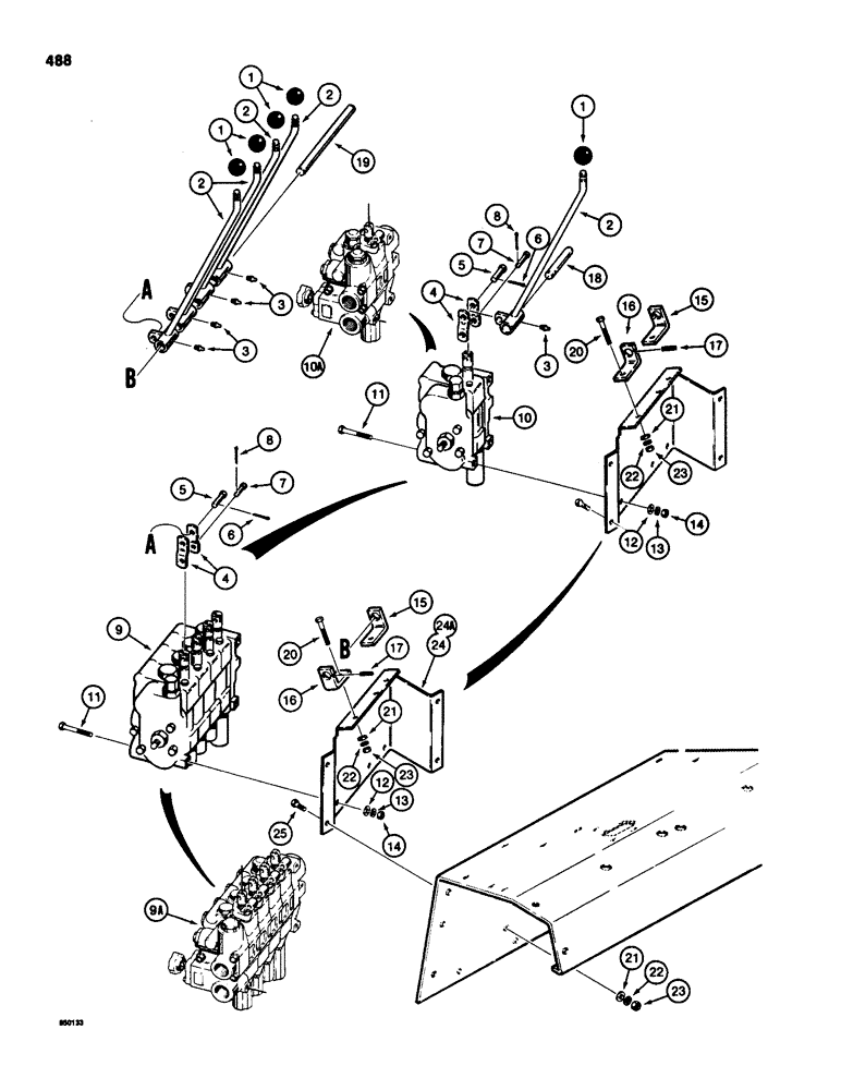 Схема запчастей Case 580SD - (488) - THREE-POINT HITCH CONTROLS (09) - CHASSIS/ATTACHMENTS