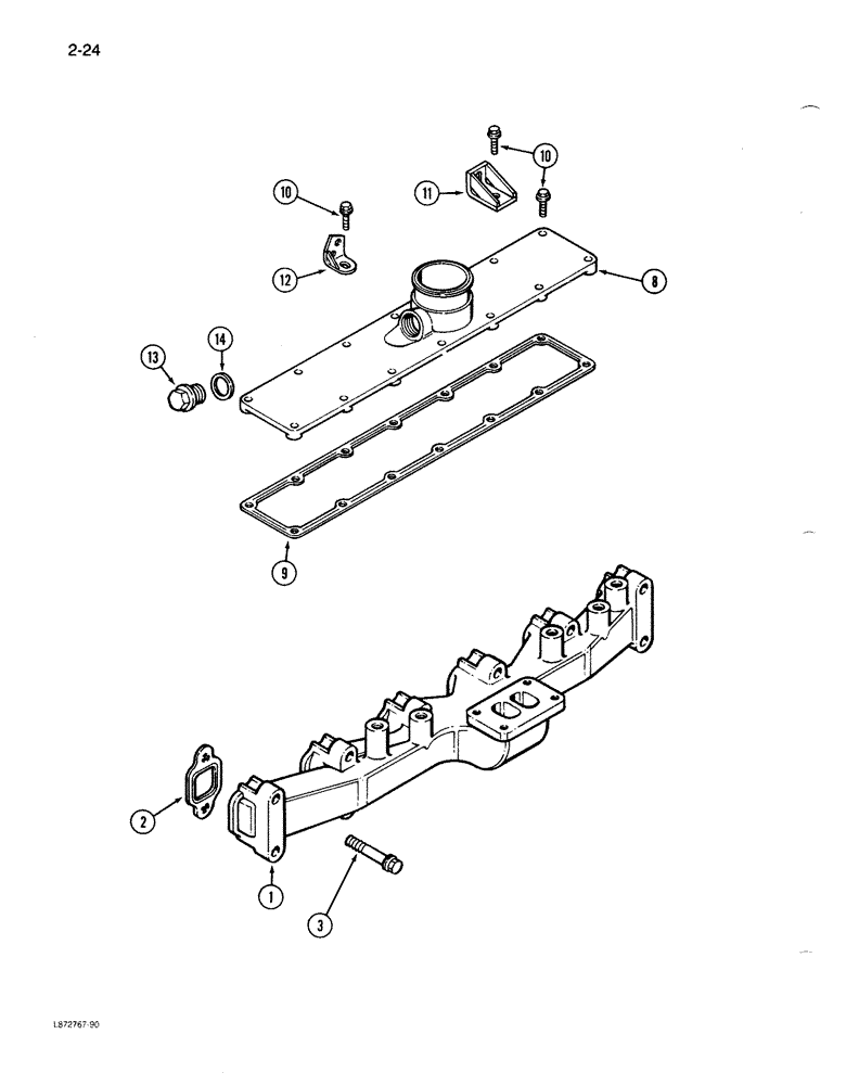 Схема запчастей Case 1085B - (2-024) - MANIFOLDS, 6T-590 ENGINE (02) - ENGINE