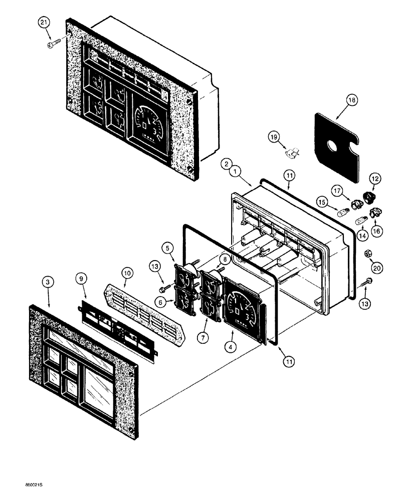 Схема запчастей Case 760 - (04-032) - INSTRUMENT CLUSTER, USED WITH DELCO REMY ALTERNATOR (55) - ELECTRICAL SYSTEMS