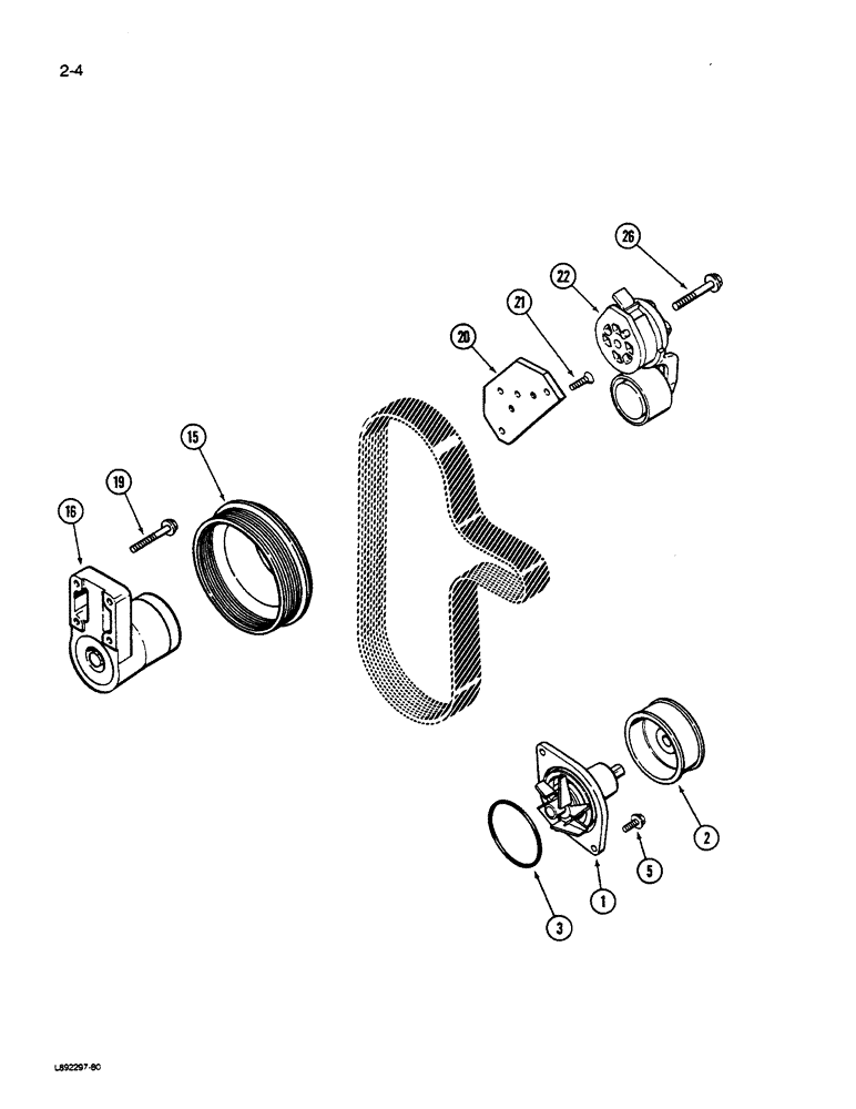 Схема запчастей Case W14C - (2-04) - WATER PUMP SYSTEM, 6-590 ENGINE, 6T-590 ENGINE (02) - ENGINE