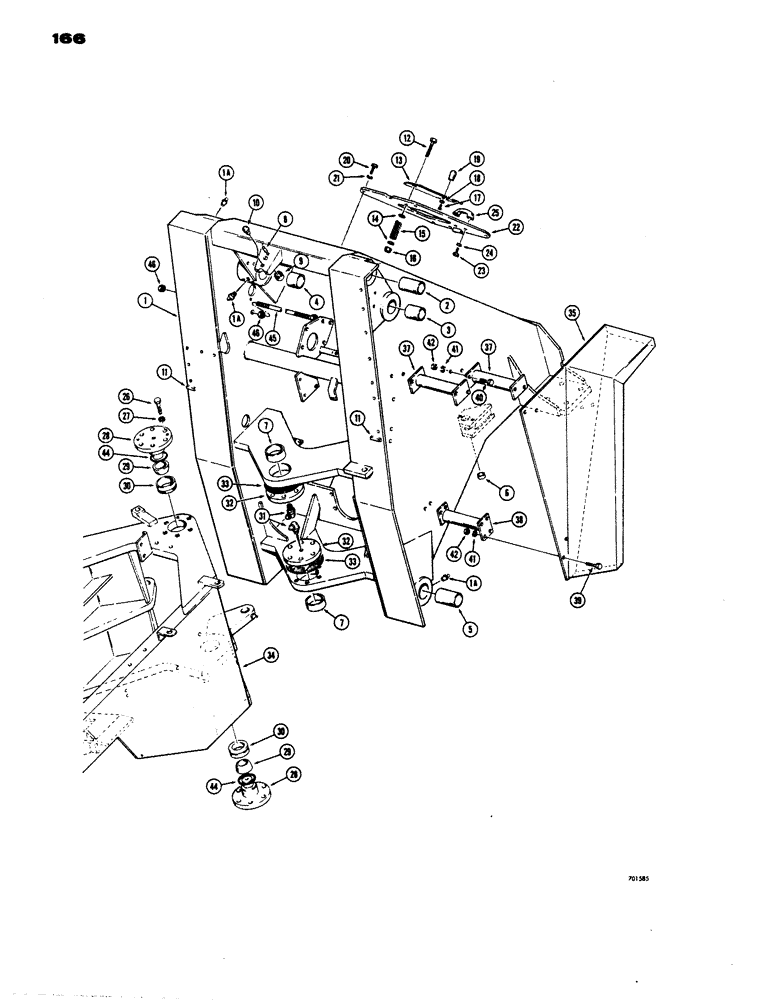 Схема запчастей Case W24 - (166) - FRONT FRAME AND FENDERS (09) - CHASSIS