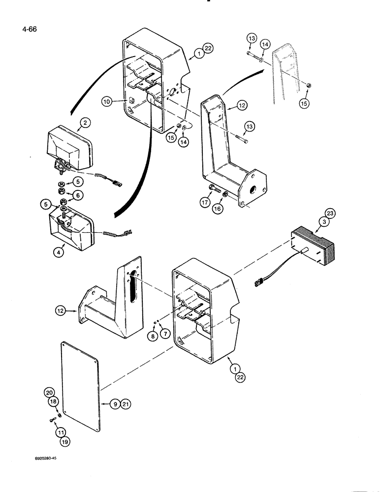 Схема запчастей Case 821 - (4-066) - FRONT LAMP MOUNTING (04) - ELECTRICAL SYSTEMS