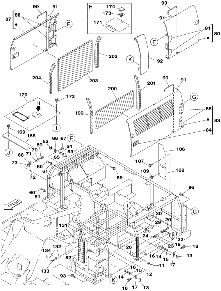 Схема запчастей Case CX350 - (09-021-00[01]) - ACCESS DOOR - SOUNDPROOFING (09) - CHASSIS