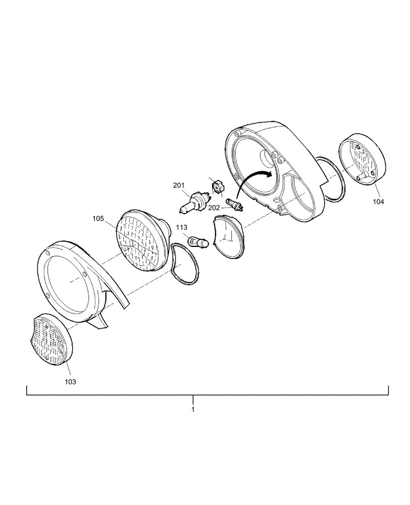Схема запчастей Case 321D - (32.201[003]) - ILLUMINATION FRONT MOUNTING PARTS LEFT-HAND (S/N 591216-UP) No Description