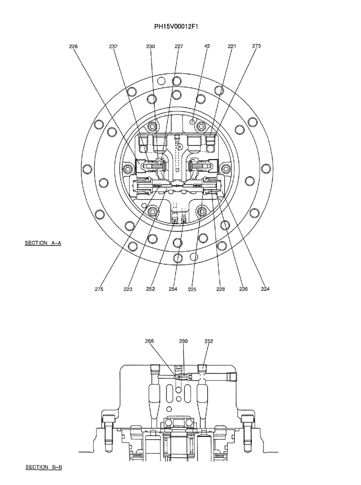 Схема запчастей Case CX50B - (07-023[02]) - MOTOR ASSY, (PROPELLING) (PH15V00012F1) ELECTRICAL AND HYDRAULIC COMPONENTS