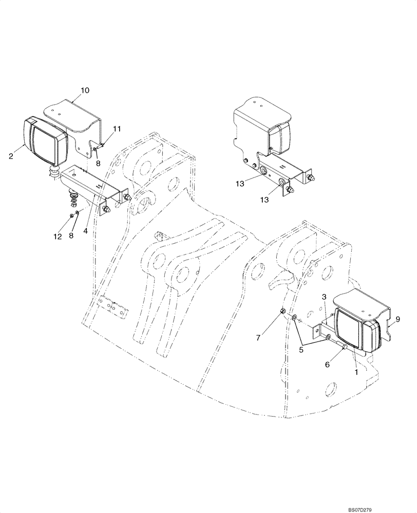 Схема запчастей Case 621E - (04-18) - MOUNTING - LAMPS, FRONT (04) - ELECTRICAL SYSTEMS