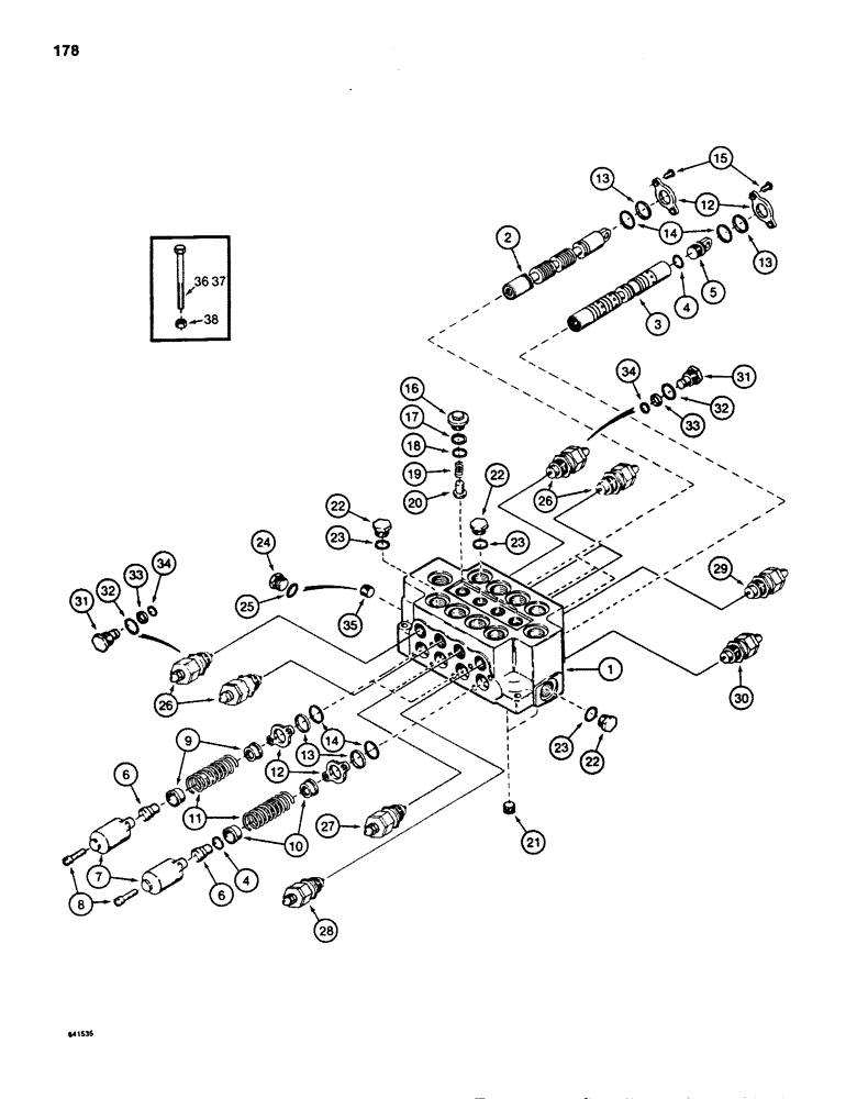 Схема запчастей Case 880D - (178) - FOUR SPOOL VALVE, OUTSIDE (07) - HYDRAULIC SYSTEM