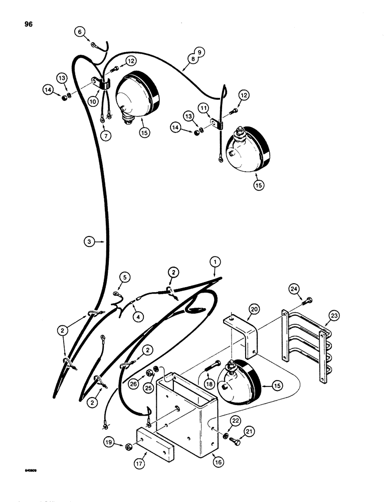Схема запчастей Case 880D - (096) - ELECTRICAL CIRCUIT FOR WORK LAMPS (06) - ELECTRICAL SYSTEMS