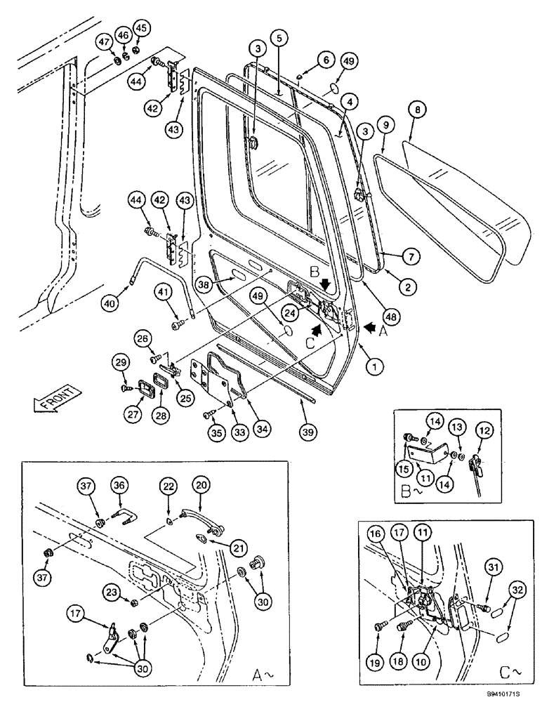 Схема запчастей Case 9010B - (9-072) - CAB DOOR (09) - CHASSIS