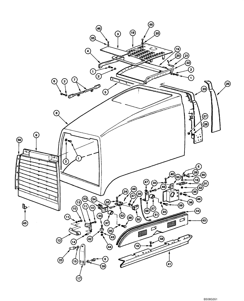 Схема запчастей Case 865 - (09.21[00]) - ENGINE HOOD AND GRILLE (09) - CHASSIS