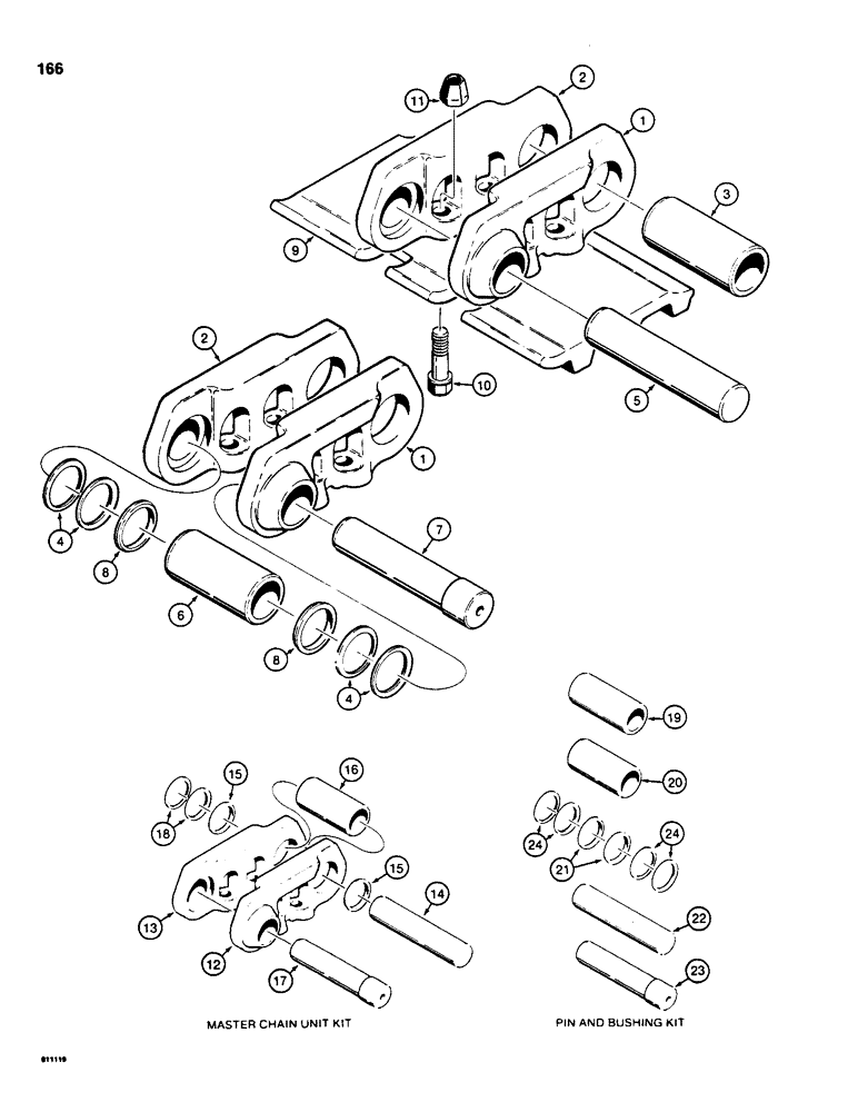 Схема запчастей Case 850C - (166) - TRACK CHAIN (04) - UNDERCARRIAGE