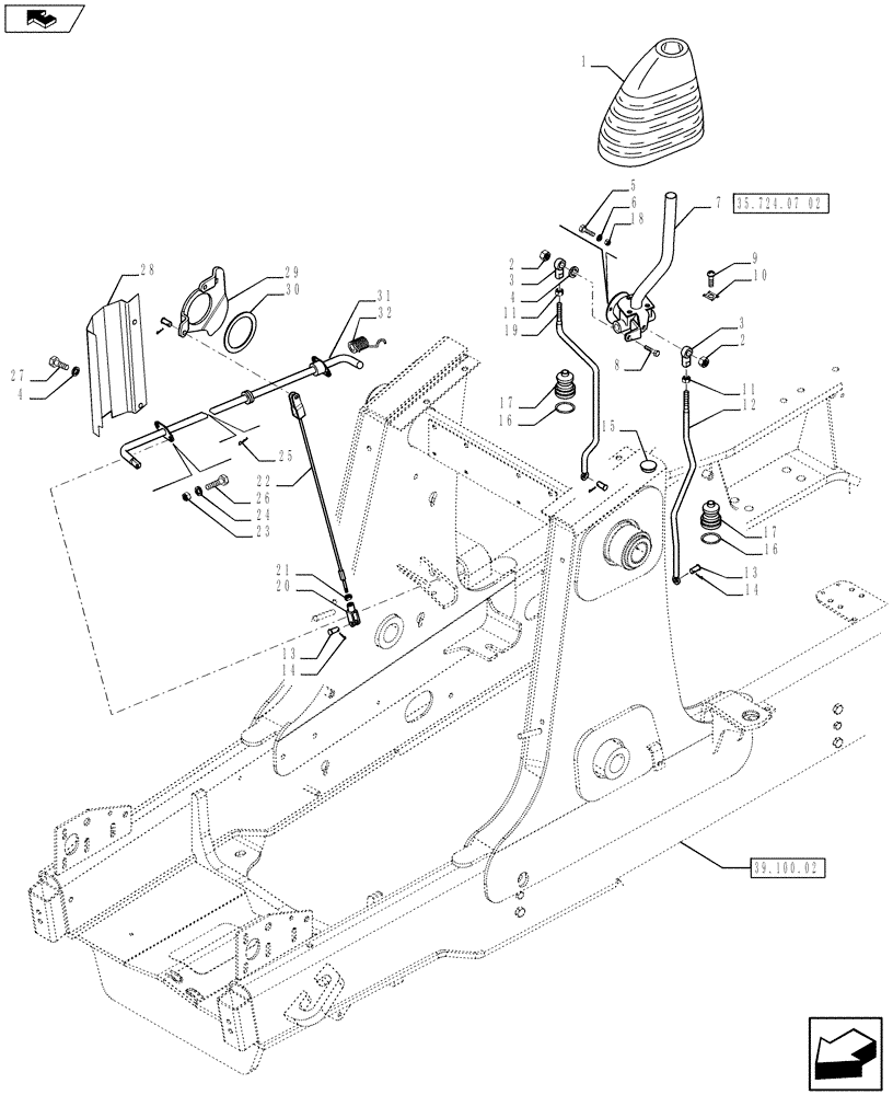 Схема запчастей Case 590SN - (35.724.07[01]) - VAR - X20233X - CONTROL - LOADER BUCKET (GEAR PUMP) (35) - HYDRAULIC SYSTEMS