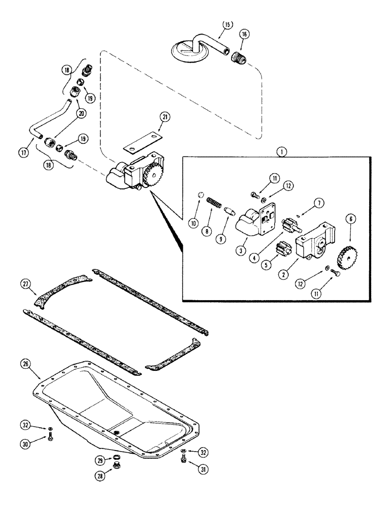 Схема запчастей Case 680CK - (050) - OIL PUMP, (251) SPARK IGNITION ENGINE, 1ST USED ENG. SER. NO 2202205 (10) - ENGINE