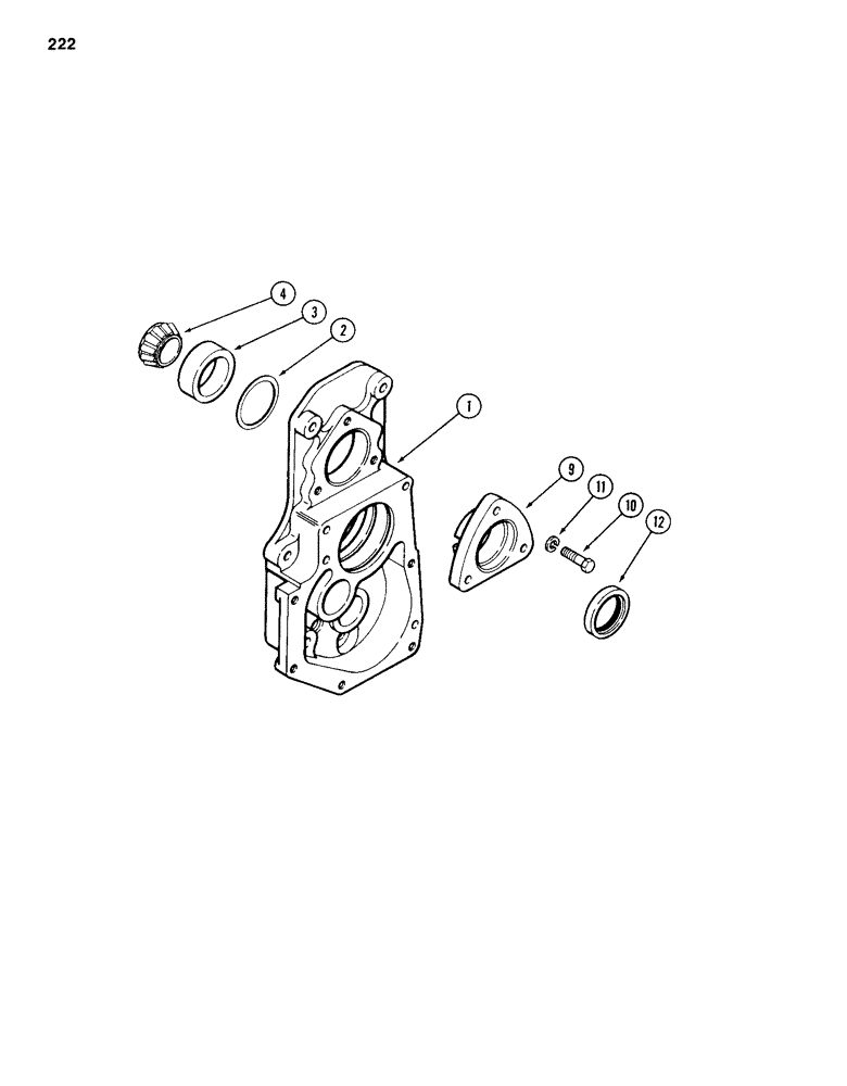 Схема запчастей Case 586D - (222) - TRANSAXLE MAINSHAFT ADJUSTING COVER, 4 WHEEL DRIVE (27) - REAR AXLE SYSTEM
