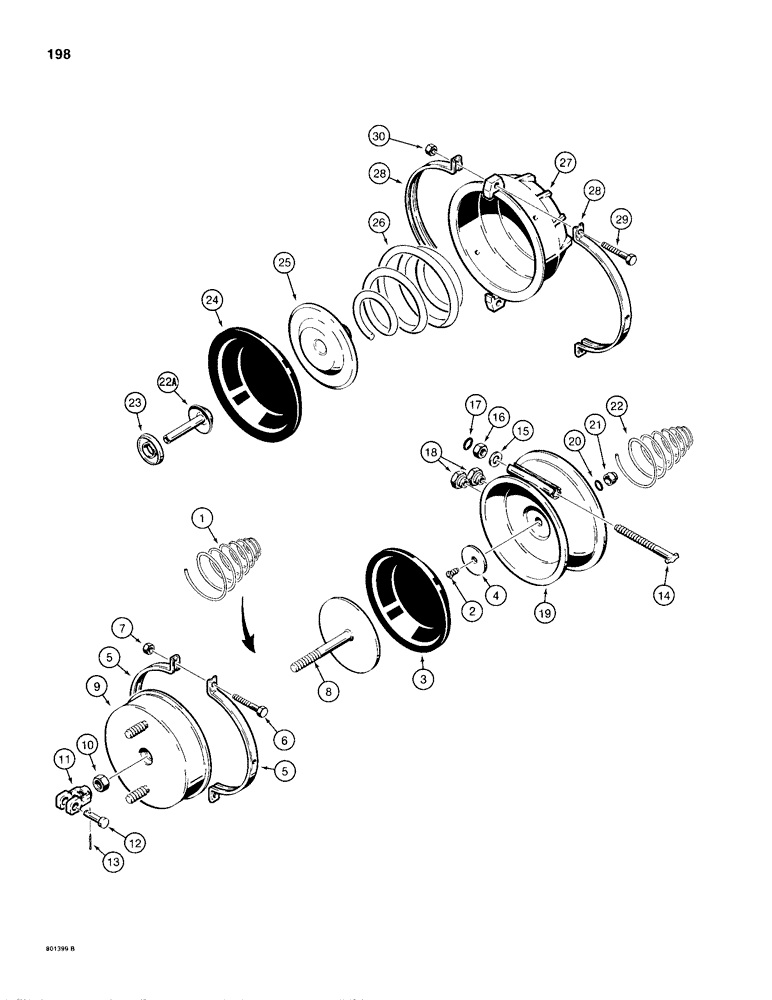 Схема запчастей Case 680H - (198) - BRAKE SYSTEM, L105169 BRAKE ACTUATOR (07) - BRAKES