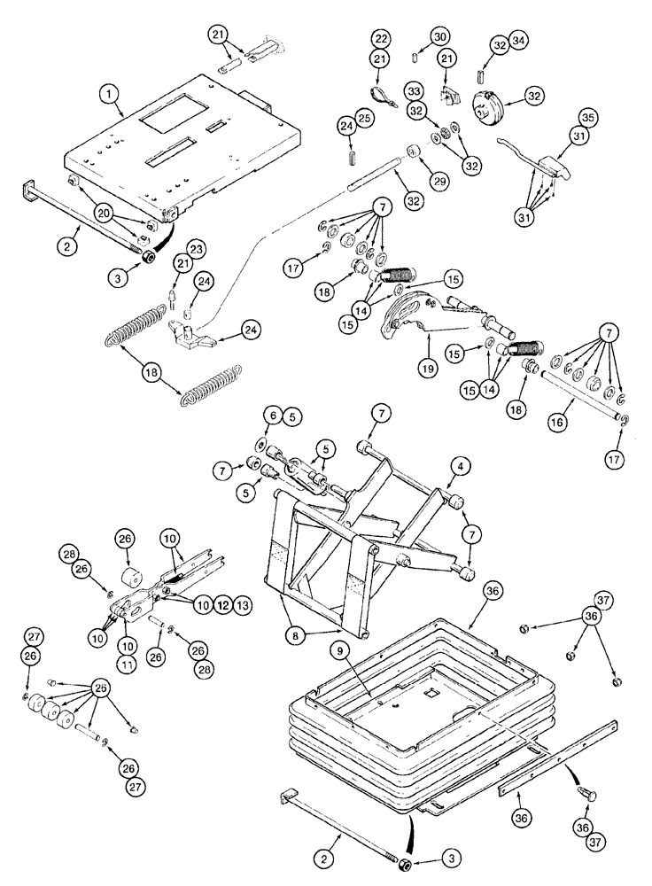 Схема запчастей Case 921B - (9-036) - SUSPENSION SEATS (09) - CHASSIS/ATTACHMENTS