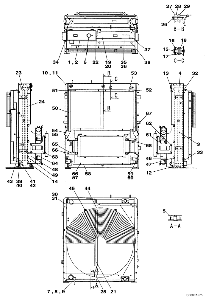 Схема запчастей Case CX470B - (02-06) - RADIATOR ASSY (02) - ENGINE