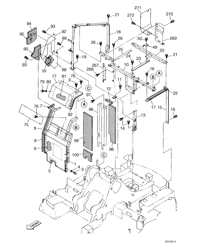 Схема запчастей Case CX225SR - (09-06) - FRAMES, COVERS - INSULATION (09) - CHASSIS
