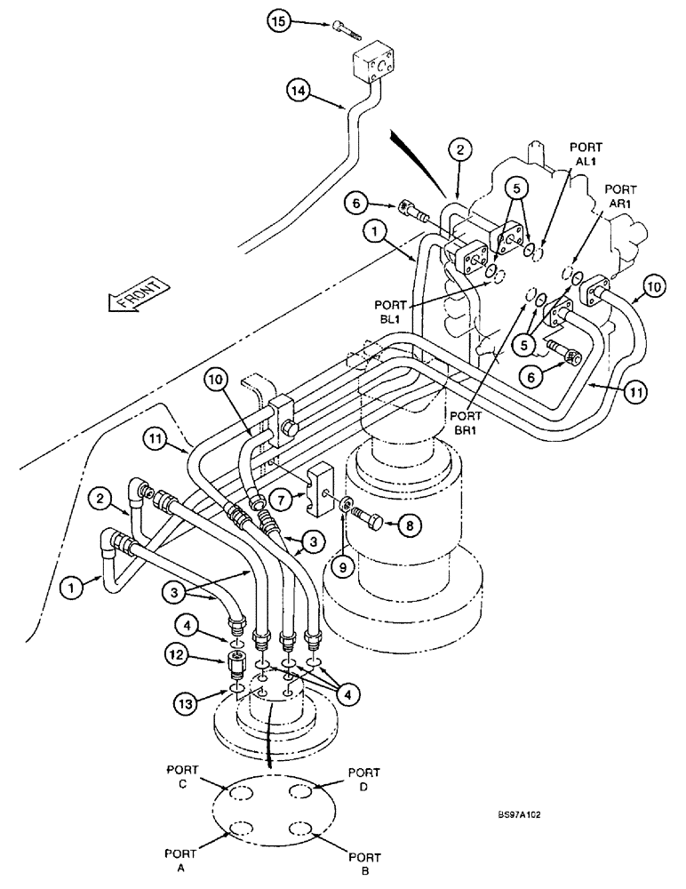 Схема запчастей Case 9040B - (8-078) - TRACK DRIVE HYDRAULIC CIRCUIT (08) - HYDRAULICS