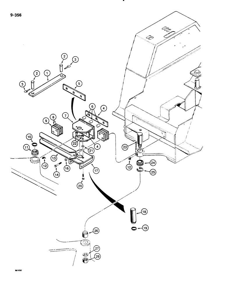 Схема запчастей Case DH4B - (9-356) - ARTICULATION JOINT (09) - CHASSIS/ATTACHMENTS