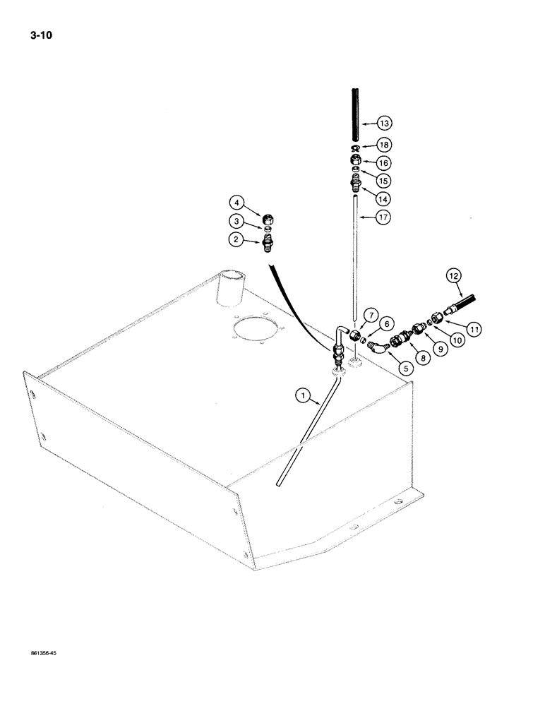Схема запчастей Case W18B - (3-10) - FUEL LINES, MODELS WITHOUT ELECTRIC FUEL PUMP, AND WITHOUT FULE STRAINER (03) - FUEL SYSTEM