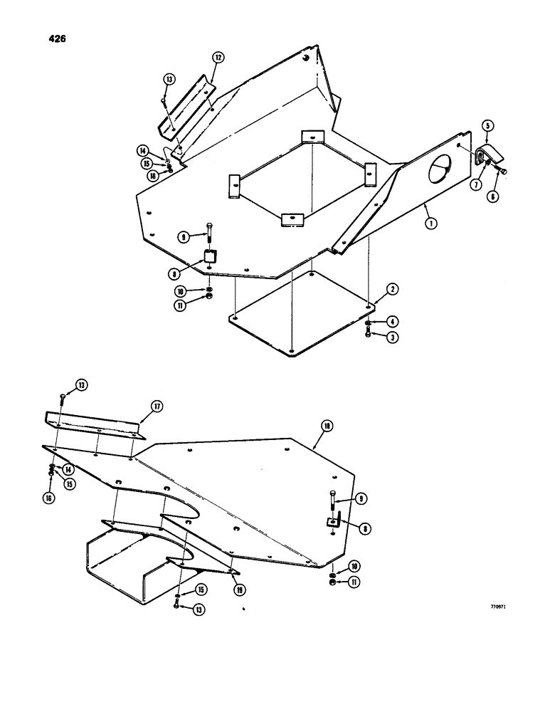Схема запчастей Case W24C - (426) - DRIVE LINE GUARDS (09) - CHASSIS/ATTACHMENTS