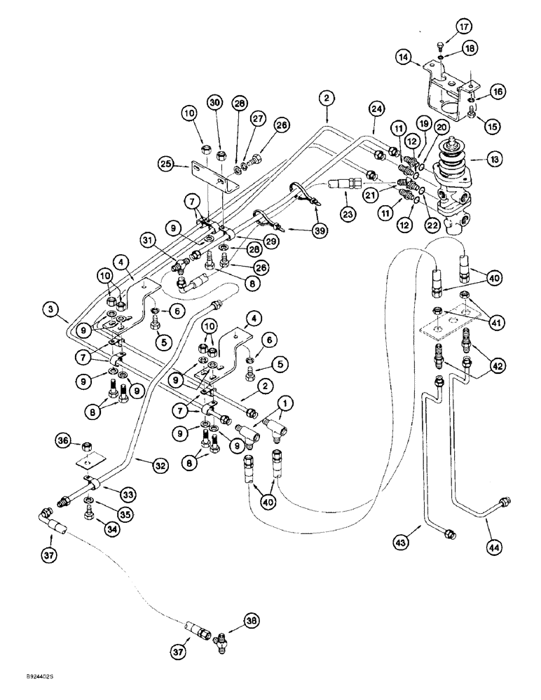 Схема запчастей Case 821B - (7-14) - MAIN BRAKE HYDRAULIC CIRCUIT, TUBES AT ACCUMULATOR TO MAIN BRAKE VALVE, PRIOR TO P.I.N. JEE0051723 (07) - BRAKES
