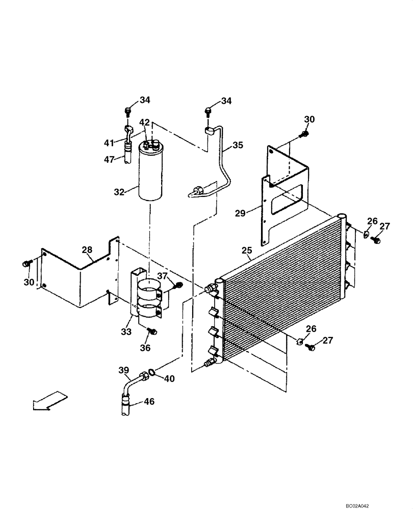 Схема запчастей Case CX290 - (09-29) - AIR CONDITIONING - CONDENSER AND RECEIVER-DRIER (09) - CHASSIS