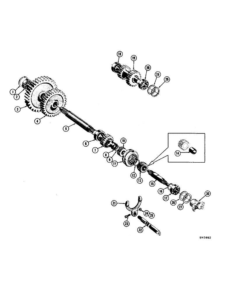 Схема запчастей Case 1000 - (108) - MAIN DRIVE AND TWO SPEED SHIFT PARTS (03) - TRANSMISSION