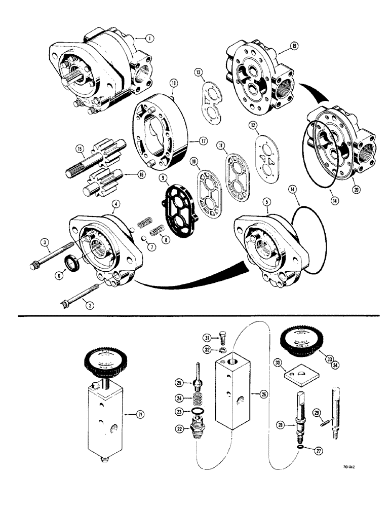 Схема запчастей Case 33S - (204) - D41390 HYDRAULIC PUMP, STANDARD BACKHOE MODELS BEFORE SN.4176351 